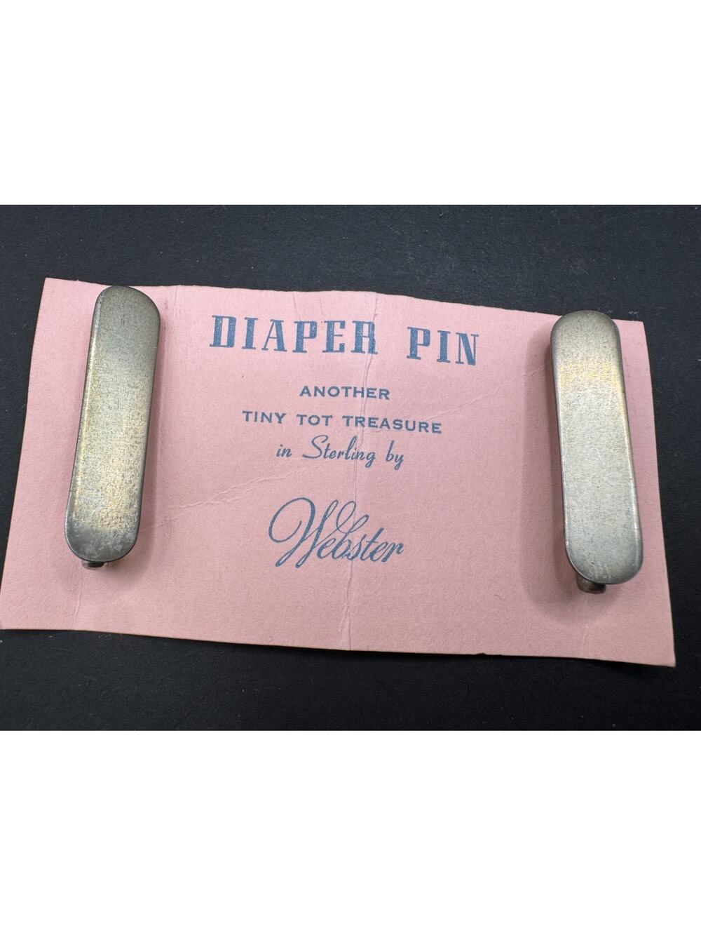 Vintage Webster Tiny Tot Treasure Sterling Silver 925 Baby Diaper Pin Orig. Card